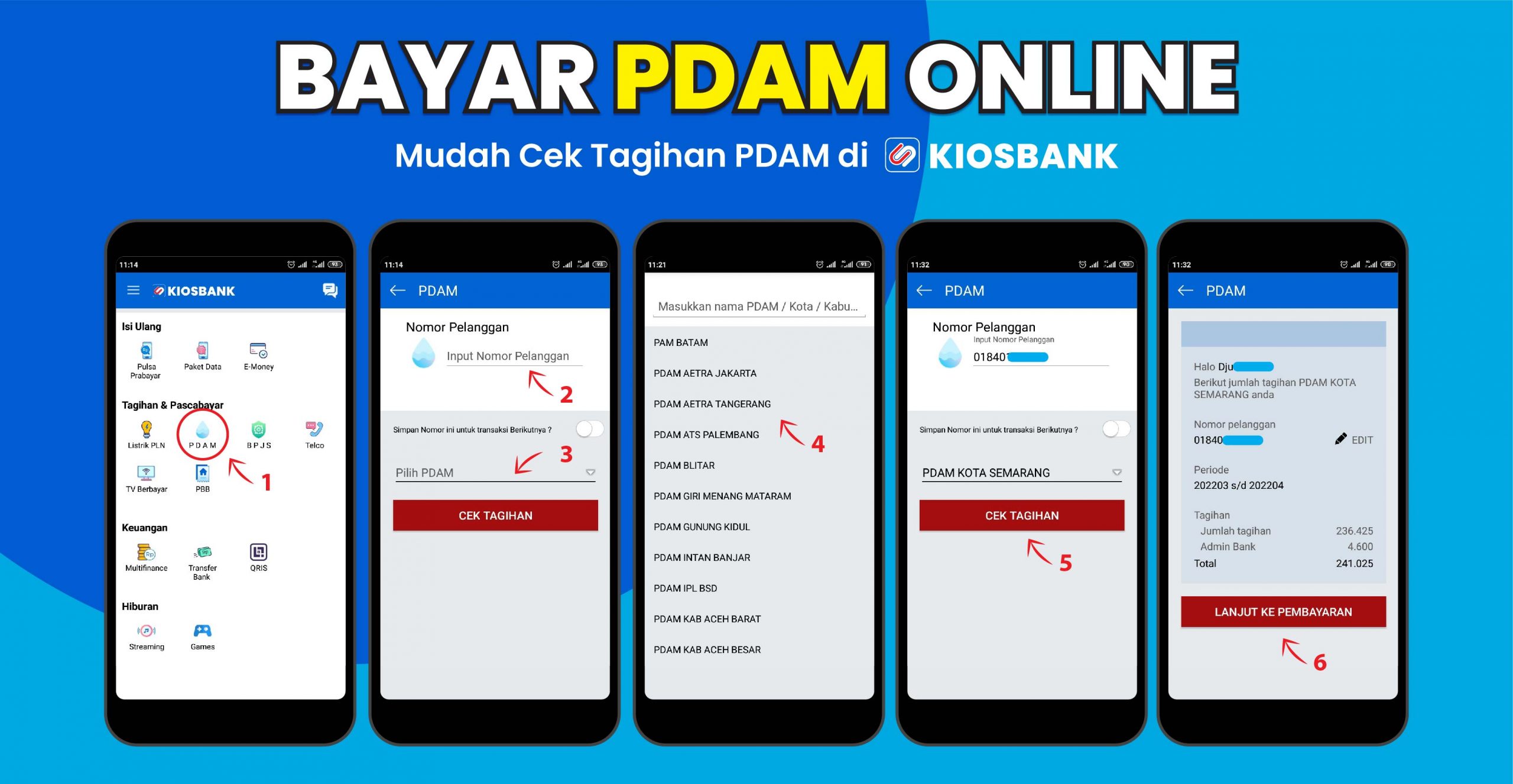 cara bayar pdam dan cek tagihan pdam online kabupaten kota di aplikasi kiosbank