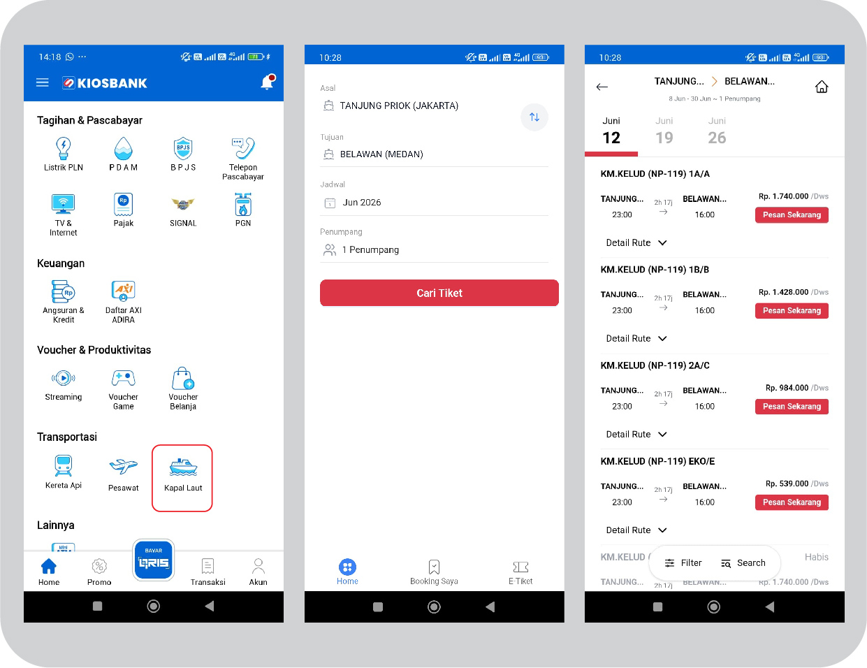 Cara Pesan Tiket Kapal Pelni Murah di Aplikasi Kiosbank