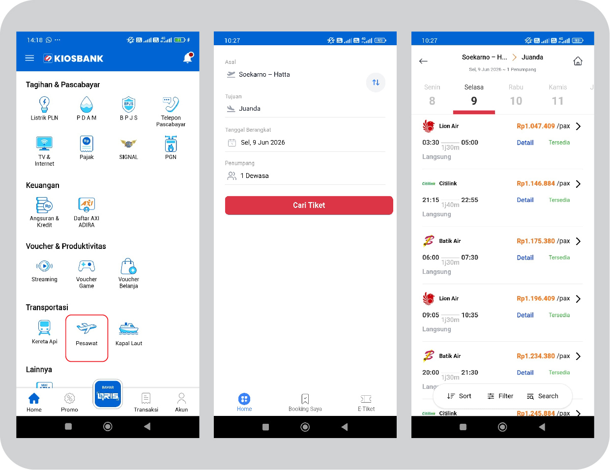 Cara Pesan Tiket Pesawat Murah Booking di Aplikasi Kiosbank