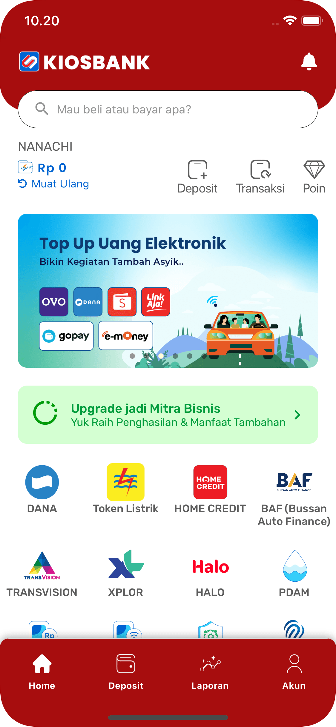 cara top up saldo speedcash di aplikasi kiosbank ios iphone